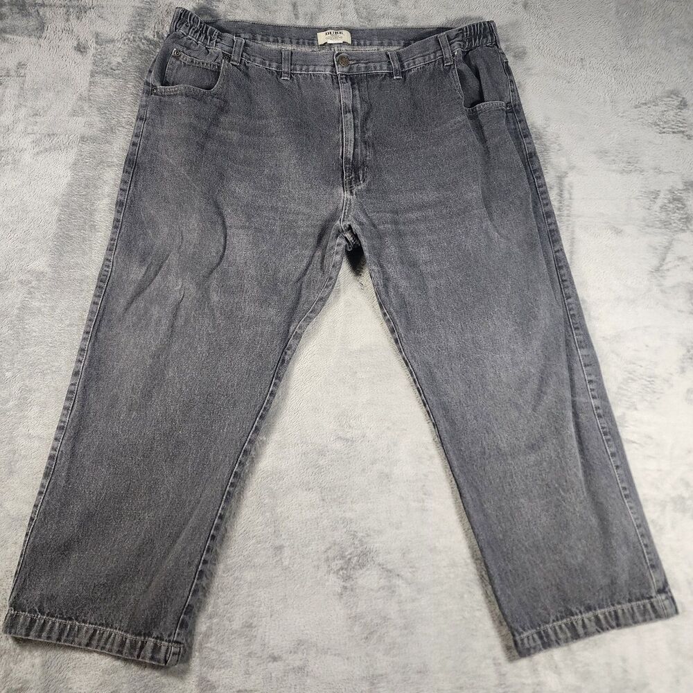 Duke Haband Men's 44S Classic Fit Black Denim Jeans Straight Leg Stretch Elastic